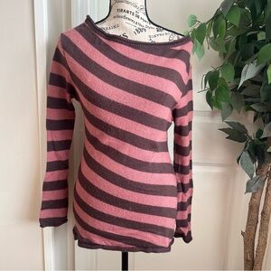Charlotte Russe Y2K Striped Knit Long Sleeve Sweater Pink Brown Sz L